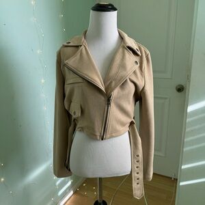 Mayberries Tan Cropped Suede-style Jacket